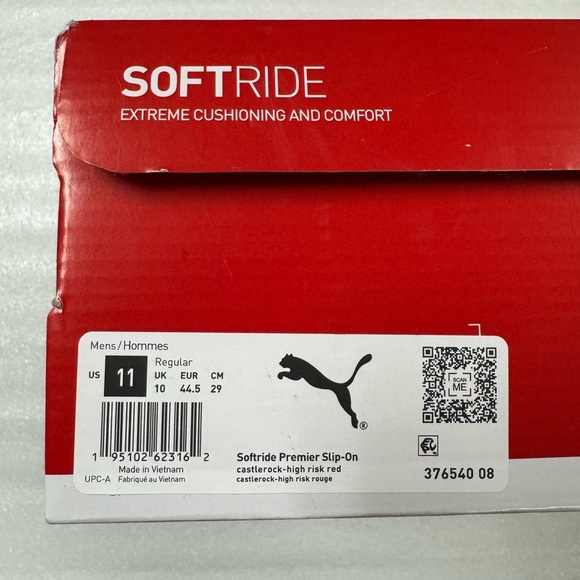 Puma Softride Premier Men’s Slip On Sneaker. Castlerock High Risk Red, Size 11. - Picture 8 of 9